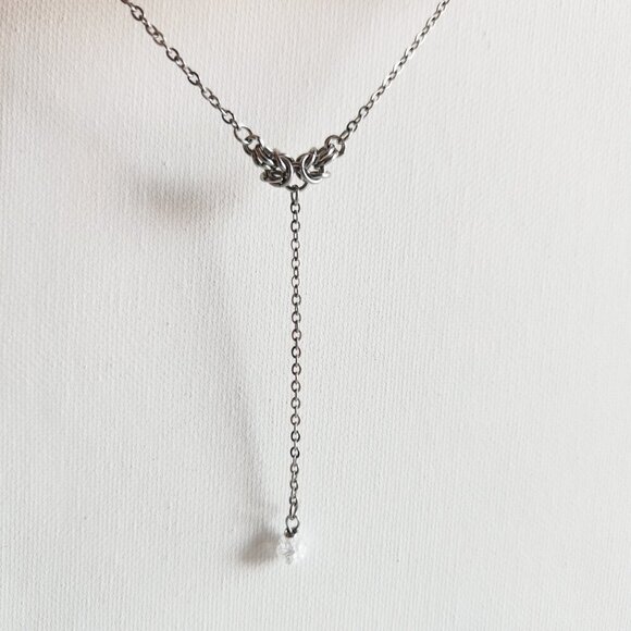 Angelic fairy pearl silver rosary necklace ✦ delicate gothic chainmailele rosary - Picture 4 of 7